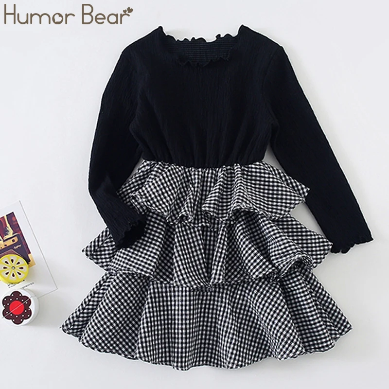 Humor Bear/Одежда для маленьких девочек; сезон осень-весна-зима; коллекция года; платье для девочек с длинными рукавами; черные кружевные платья принцессы; одежда для детей - Цвет: BE050-black