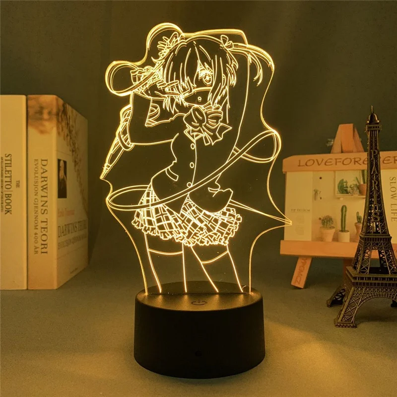Anime Love Chunibyo & Other Delusions Led Night Light Takanashi Rikka Acrylic Bedside Lamp Creative Colorful Touch Table Lamp portable night light