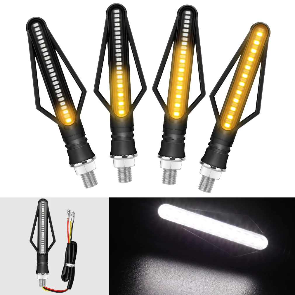 

Motorcycle Turn Signal LED Lights Flashing DRL Brake Strip LED Blinker Flowing Water Motorcycle Indicator Lamp 12V White Red