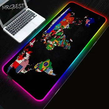 

MRGBEST Old World Map Gaming RGB Mouse Pad Anime Large LED Color Light Game Mausepad Lockedge Desktop Mat with Backlight 900x400