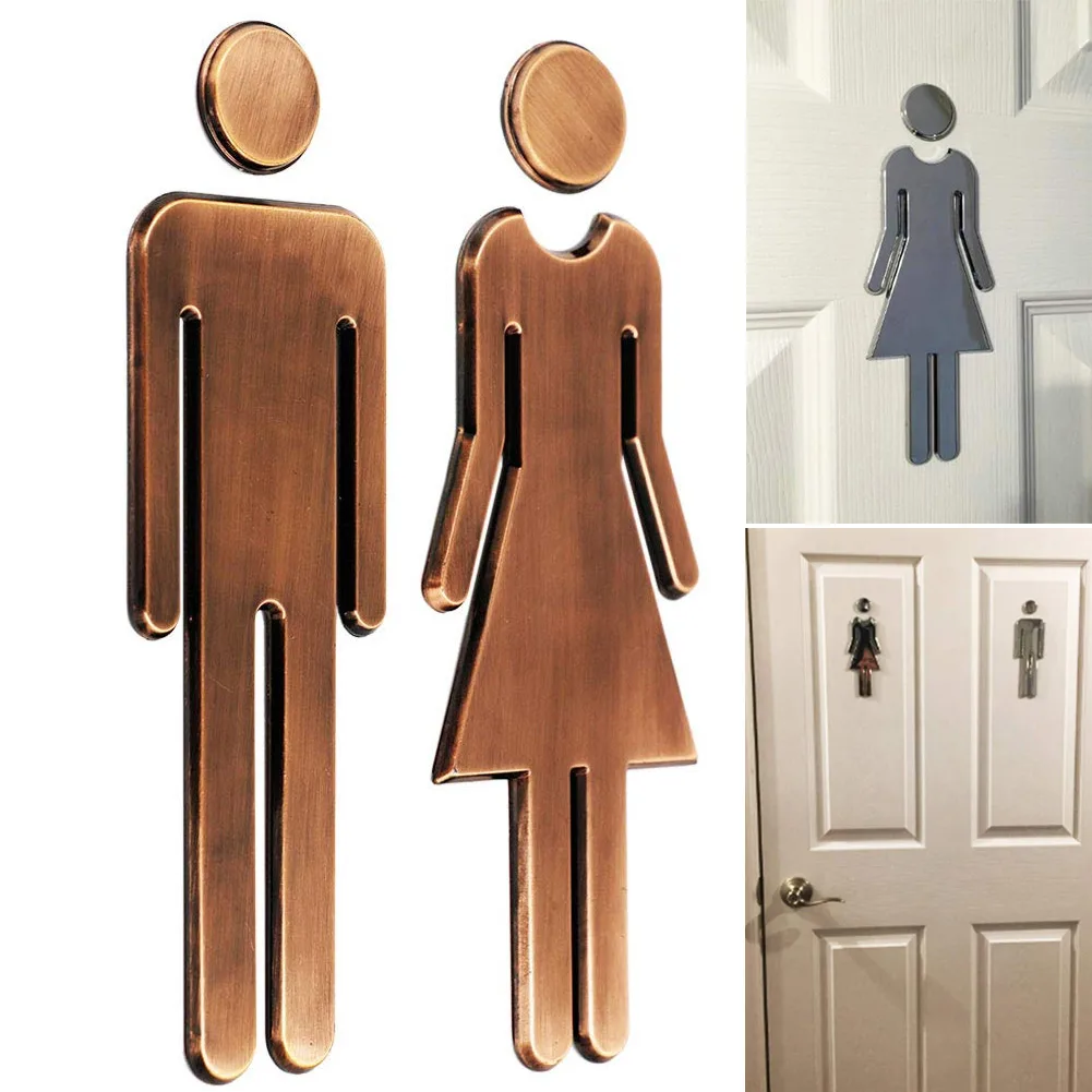 

2Pcs/Set ABS Bathroom Sign Adhesive Backed Men's Women's Toilet Symbol PAK55
