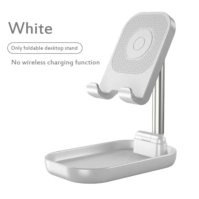 white holder Складная QI Беспроводная зарядная подставка для samsung huawei Iphone 10 Вт Быстрая зарядка Выдвижной смартфон планшет Настольный держатель для телефона - Цвет: white holder