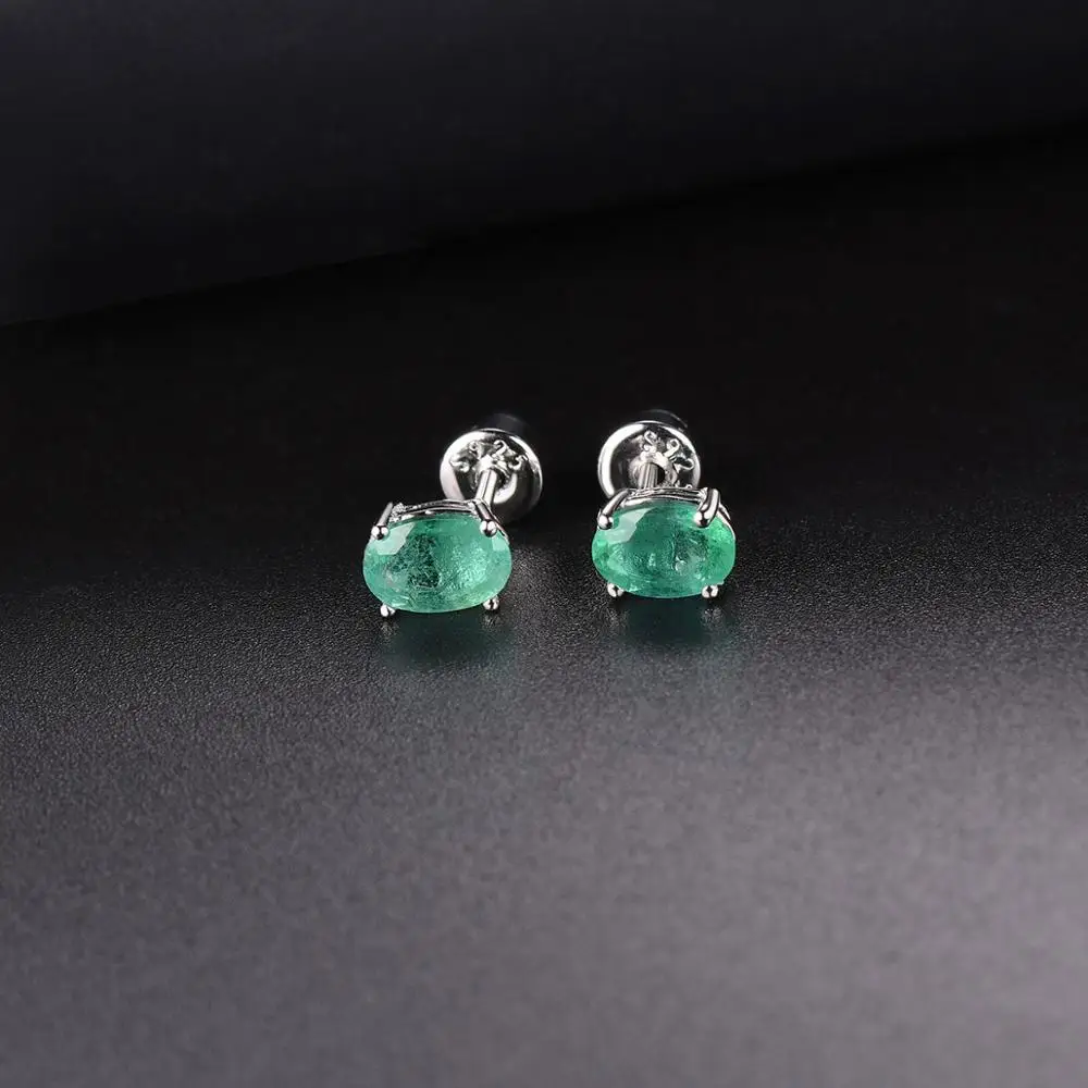 Женские серьги гвоздики LP из натурального Изумрудного серебра 925 пробы ювелирные