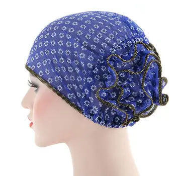 

Women Flower Back Islamic Muslim Hijab Chemo Cancer Turban Hat Cotton Headwrap