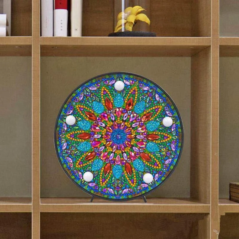 Мандала алмазная живопись комплект со светодиодной ночником Diy ручной работы 5D полный дрель набор для рисования прикроватная лампа Искусство ремесло для Hom