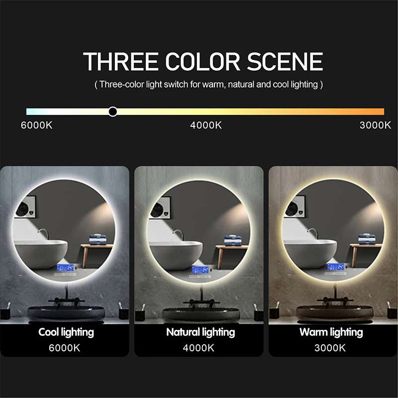 60x80cm Rectangle Bluetooth Smart Bathroom Makeup Mirror With LED Warm White Light human body induction Anti-fog Beauty Mirrors