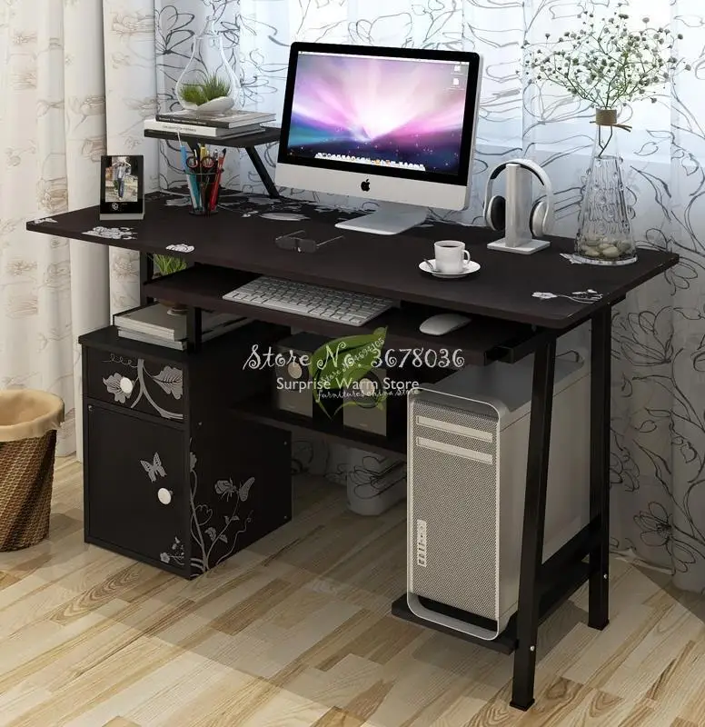 Large Computer Table Professional Gaming Table With Locker Drawer Wood Desktop Computer Desk For Home Office image 2