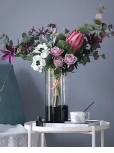 

NORDIC CREATIVE BLACK TRANSPARENT GLASS VASE FLOWER ARRANGEMENT ACCESSORIES MODERN HOME DECORATION WEDDING FLOWER VASE GLASS