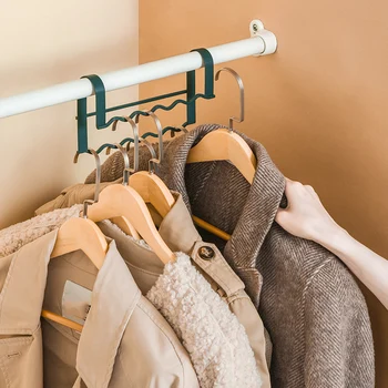 

Mini Wavy Wrought Iron Clothes Rack Hanger High And Low Dislocation Rack Space Saving Storage Rack For Bedroom Cabinet FPing