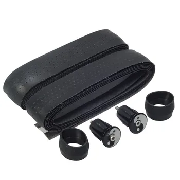 

Bicycle Handlebar Grip Tape Ring Plug Microfiber Leather 2100mm Replacement Kit