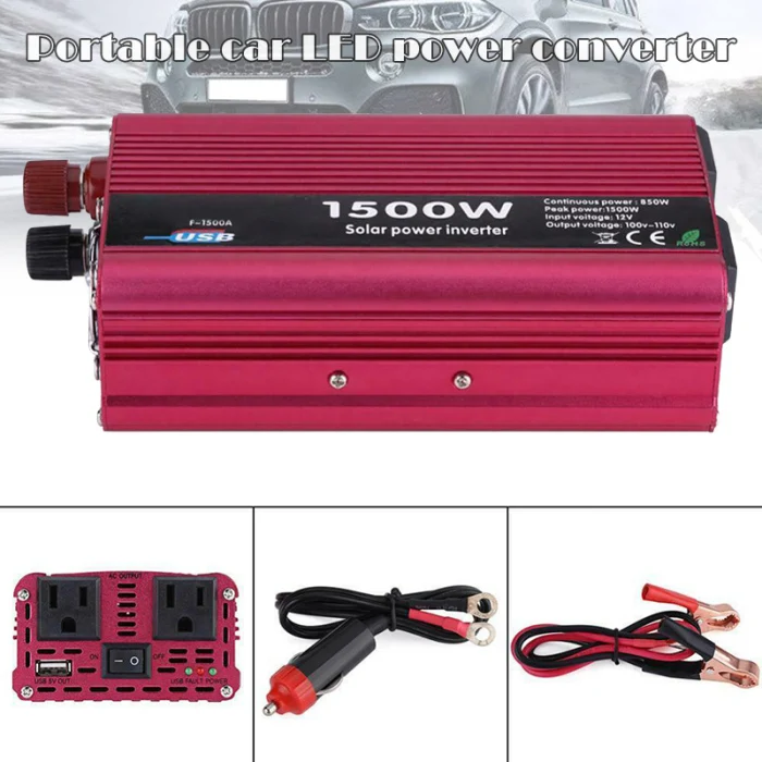 1500W Портативный Автомобильный светодиодный Мощность инвертор DC 12V к переменному току 110V преобразователь для приготовления пищи на воздухе YAN88