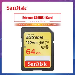 Карта памяти SanDisk Extreme SDHC/SDXC SD карты в формате 4K UHD, объемом памяти 32 Гб или 64 ГБ, 128 ГБ C10 U3 V30 150 МБ/с. (32 Гб: 90 МБ/с.) UHS-I флеш-карта