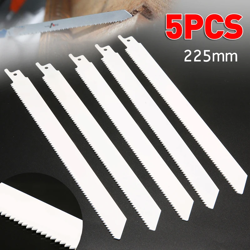 5Pcs Saw Blades Wood Cutting Tools S1122 Reciprocating Saw Blades Metal Flexible Saw Blades 10tpi For BOSCH 225mmx19mmx0.9mm