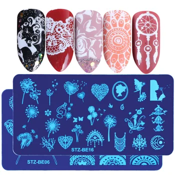 

1pcs Nail Stamping Plates Flowers Animal Dream Catcher Design Nail Art Polish Templates Mold Stencil Manicure Tools TRSTZBE01-16