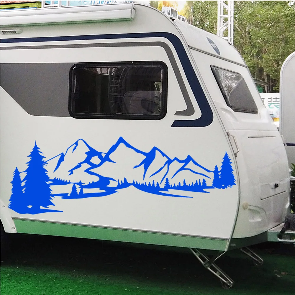 

Hot Sale 178cm Rv Sticker Tree Decal Mountain Scene Car Sticker Forest Vinyl Graphic Kit For Camper Rv Trailer Car Accessories