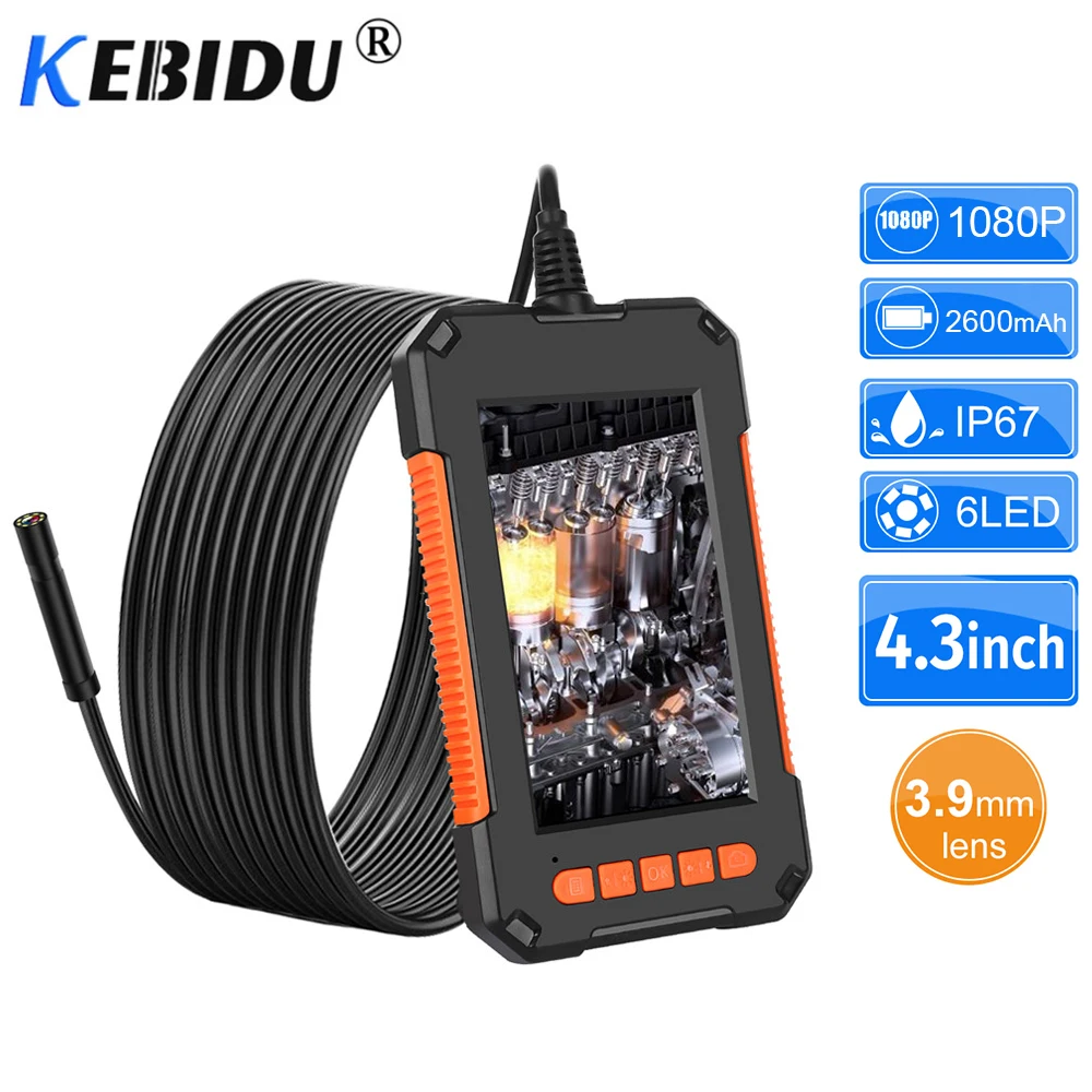 Cámara de endoscopio industrial a prueba de agua IP67 1080P HD 4.3 ”IPS Pantalla Tubería Drenaje Alcantarillado Inspección de conductos Cámara de serpiente con 32GB