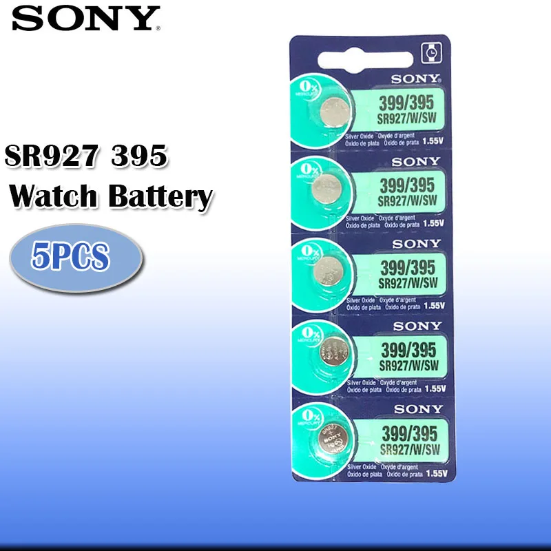 5 шт./лот sony 395 SR927SW 399 SR927W AG7 LR927 1,55 в оксид серебра часы батарея часы сделано в Японии