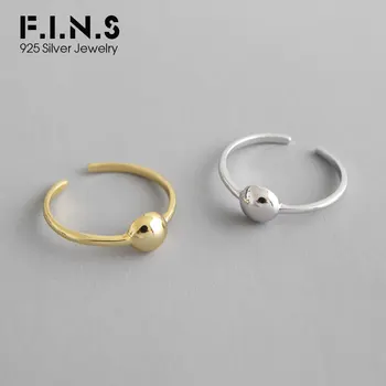

F.I.N.S Korean S925 Sterling Silver Rings for Women INS Minimalist Geometric Bead Glossy Female Ring Silver Fine Jewelry