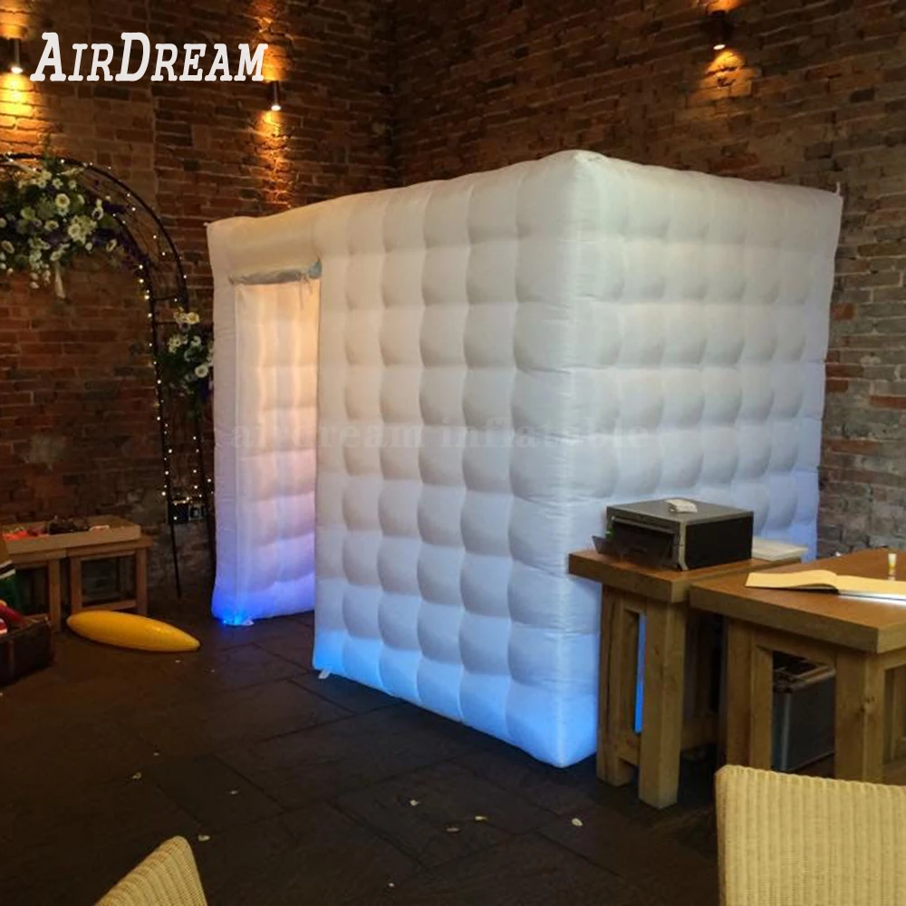 

Hot-selling Cube Photobooth Tent Lighting White Inflatable Photo Booth with Colorful LED Party Wedding Decoration Advertising