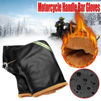 

Winter Waterproof Motorcycle Scooter Handlebar Gloves Muffs Hand Warmer Protection Windproof PU Leather Motorbike Grip Muffs