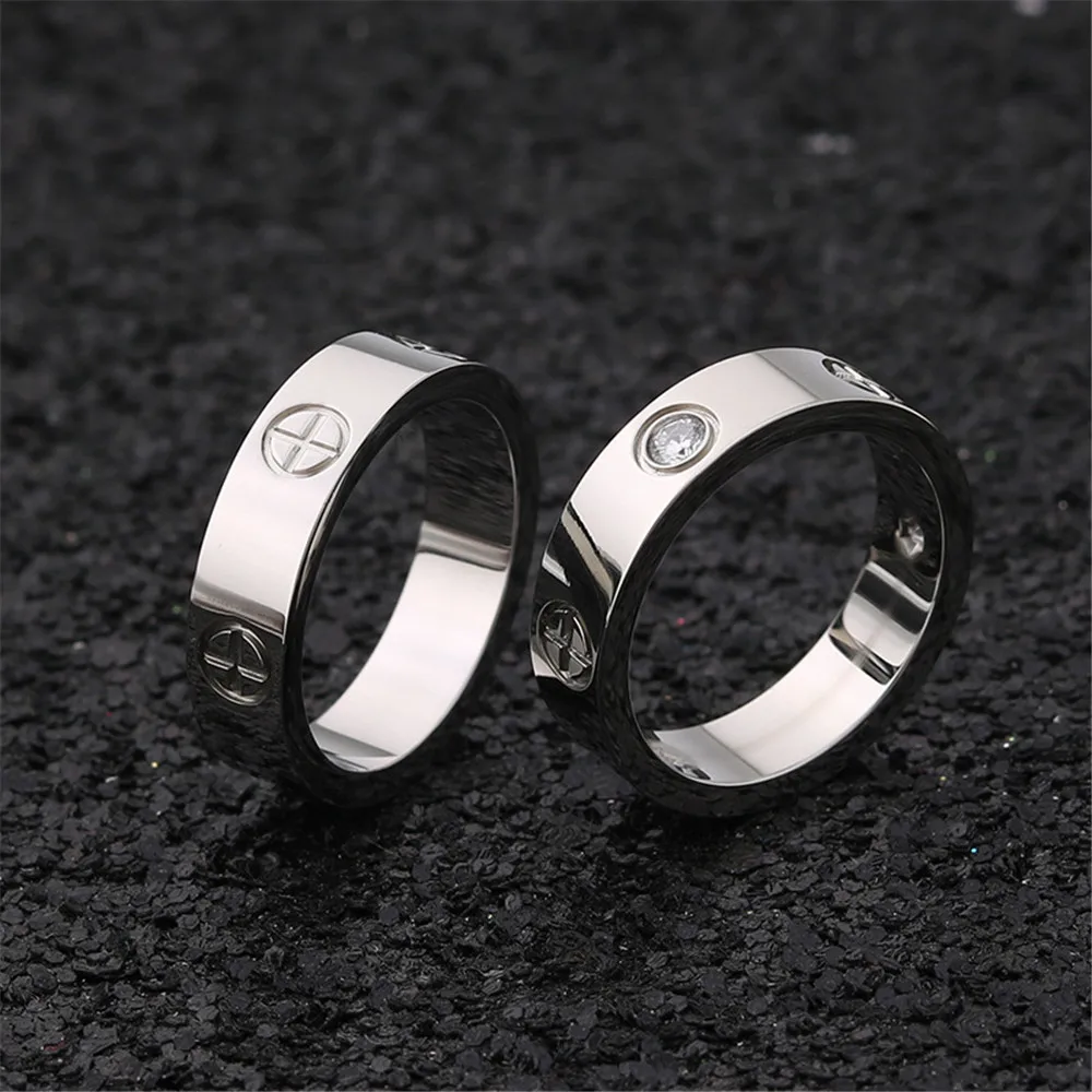 Cross Screw Rings For Women Accessories Stainless Steel Men Jewelry Couple Engagement Gold Luxury Crystal Love Wedding Ring - Image 4