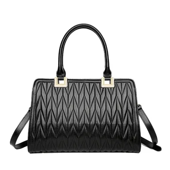 

Vintage Lady Plaid Purse Genuine Leather Women Top-handle Handbag Authentic Cowskin Female Large Three-way Embossed Shoulder Bag