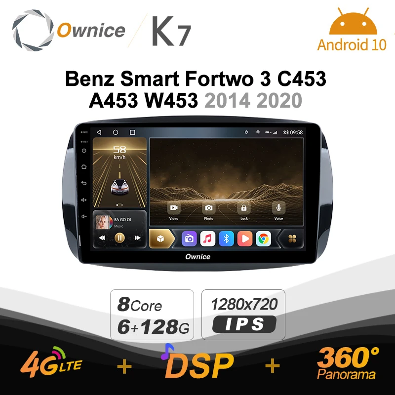 Автомагнитола K7 Ownice на Android 128 с ОЗУ 6 ГБ ПЗУ 10 0 для Mercedes-Benz Smart Fortwo 3 C453 A453 W453 2014 2020 |