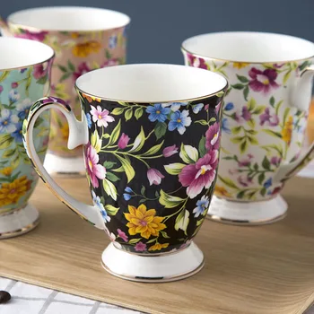

Creative Mug Colorful Flowers Cups and Mugs Table Drink Ware Personalized Gift for Coffee Tea Ceramic High Quality Bone China
