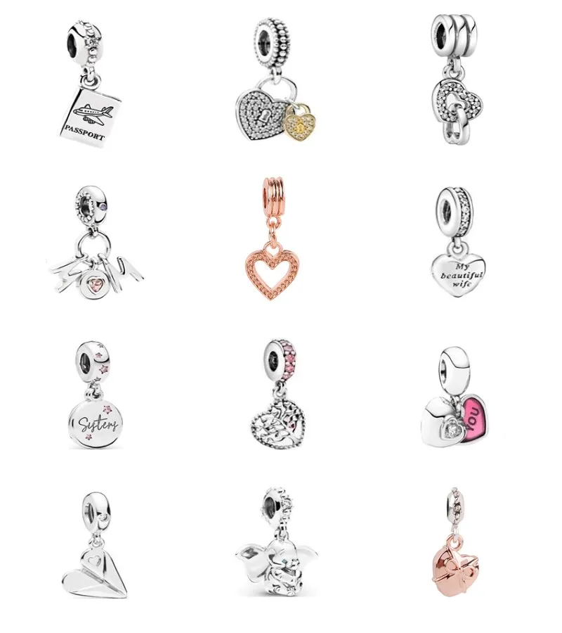 RanQin New Rose Gold Silver Colour Heart Key DIY Beads Fit Original Pandora Charms Fashion Bracelet Bead Jewelry Making | Украшения и