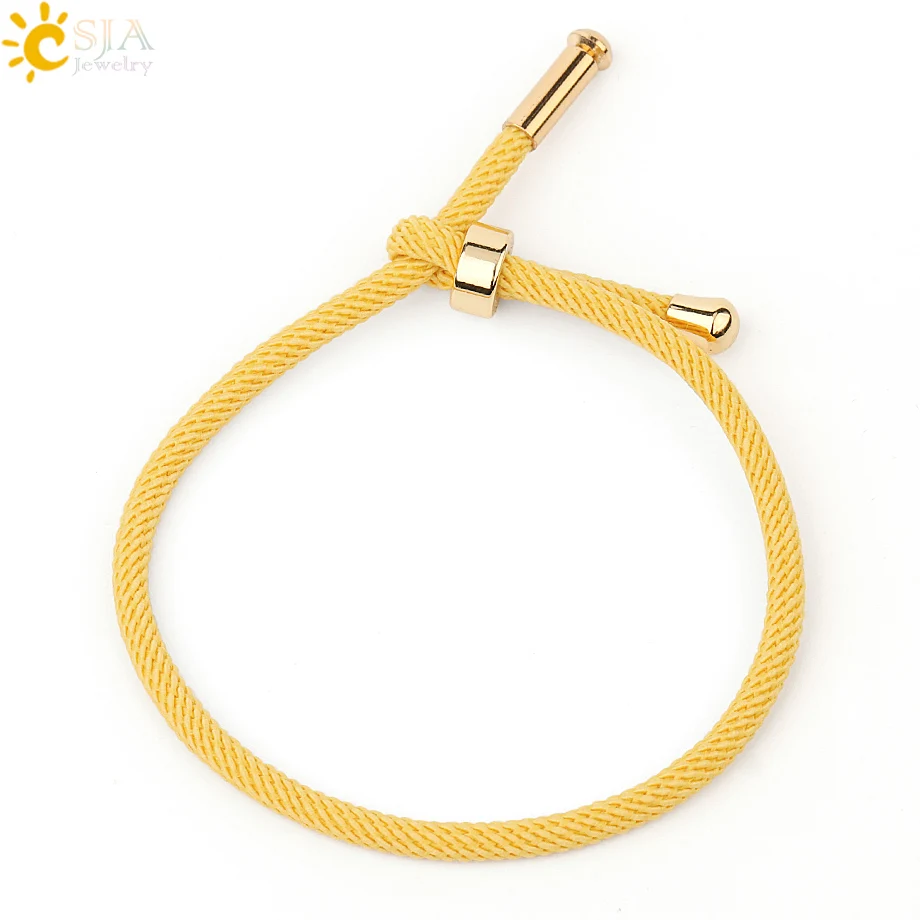 Yellow CSJA, веревка, цепь, дружба, красные браслеты, мужские, Femme, плетеный браслет, браслеты, Mujer,, счастливый подарок для влюбленных, для женщин S512 - Окраска металла: Yellow
