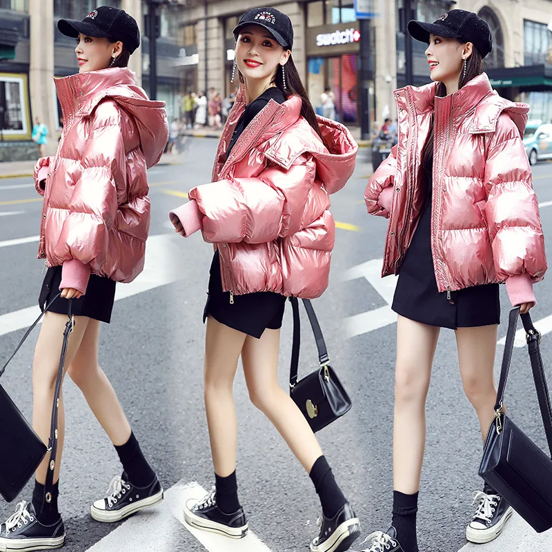 

2019 Winter New Style Korean-style Dongdaemun Cotton Coat Versitile Fashion Lettered INS Loose-Fit Hooded Short Coat Women's