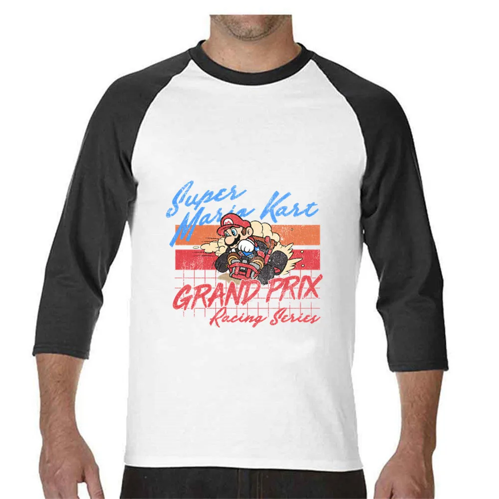 

Men's Football Shirt Off White Gym Couture Hip Hop 100% Cotton mario kait grand prix Three Quarter Sleeve T-shirt Lil Peep