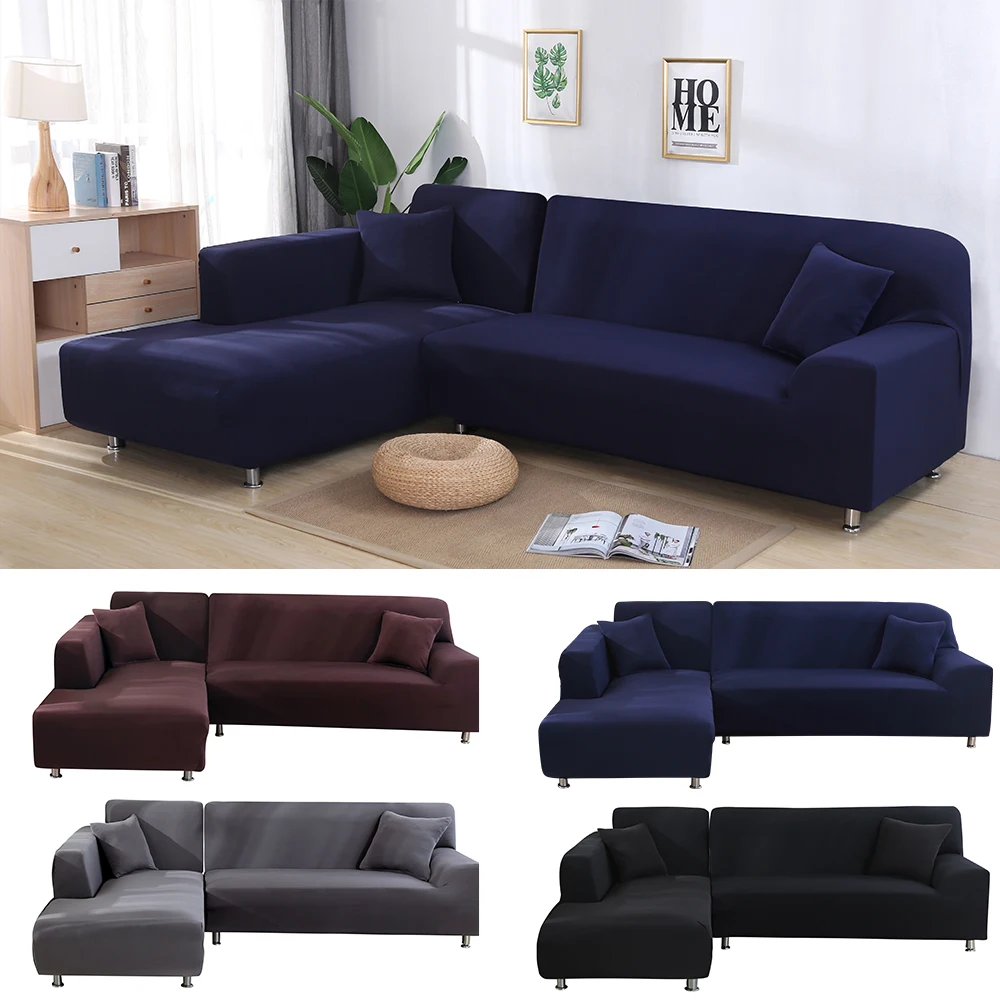 L Shaped Sofa Covers Spandex Chaise Longue Slipcover For Corner Living Room Stretch 2pcs | Дом и сад