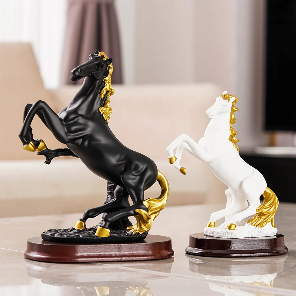 Feng Shui desk Resin Horse Figurines Animal Statue Vintage Home Decor bookshelf Crafts Ornaments office Decoration Accessories