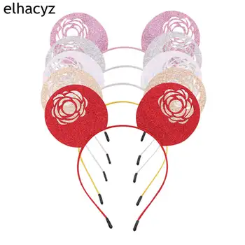 

10pcs/lot Valentines Rose 3.3" Minnie Mouse Ears Headband DIY Party for Girls Children Chic Hairband Headwear Hair Accessories