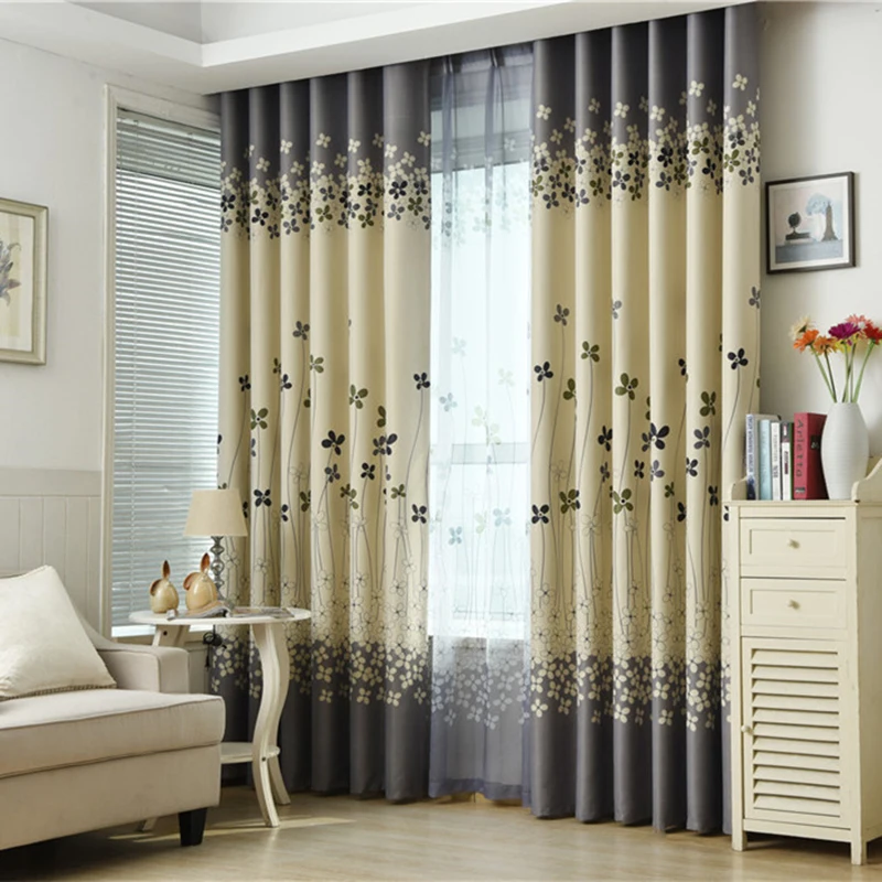 

Printed Floret Curtains for Living Room Blackout Window Treatments Curtain Tulle for Bedroom Kids Drape Fabric Decorate
