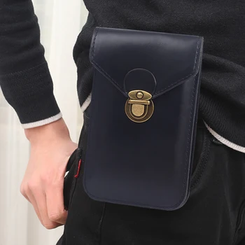 

Men PU Fanny Waist Bag Phone Bag Business Card Holder Mobile Phone Purse Pocket Litchi Pattern Belt Bum Pouch