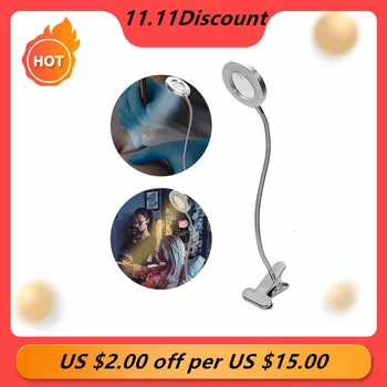 

LED Patch Clip Lamp USB Power Silver 3 Light Sources 10 Gears Dimming Care Eye for Reading/Working/Studing /Tattoo Beauty
