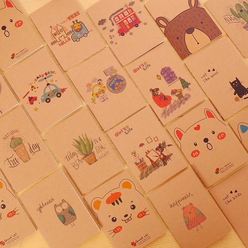 32 pages Kraft paper retro 64K small book Mini pocket notepad Blank inner page car line small gifts