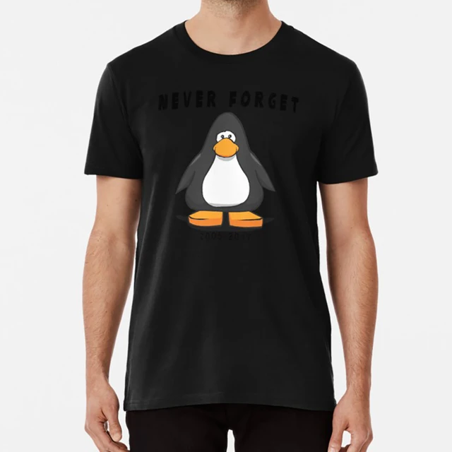 Clube pinguim nunca se esqueça t camisa clube pinguim clube nunca se  esqueça de fechar meme clubpenguin online jogo de internet - AliExpress