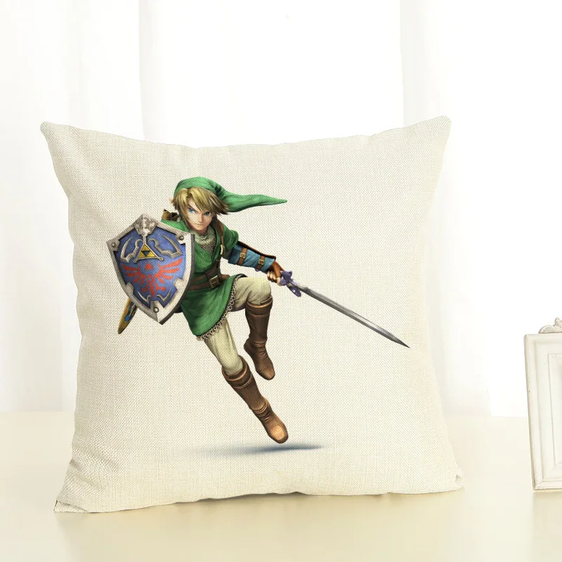 

RECOLOUR Hot Sale Cartoon game Legend of Zelda square Linen Throw Pillow cover Sofa Cushion Cover for kids home Decor cojines