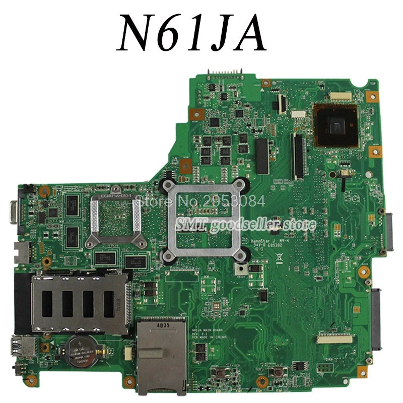 Отправка платы + N61JA материнская плата REV2.1 HM55 поддержка i3 i5 для For Asus N61J ноутбука