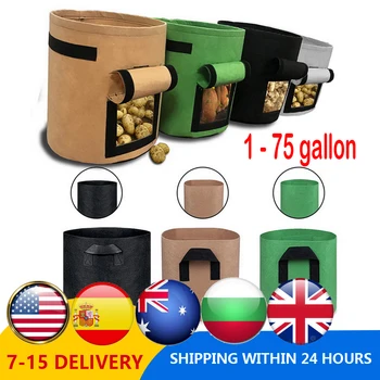 

4 - 10 Gallon Grow-Bag Potato-Pot Seedling Plant Greenhouse Strawberry Vertical Jardin Moisturizing Size-Lot Garden-Tools