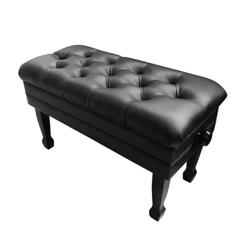 

Adjustable Wooden Frame Piano Bench with PU Leather Double Person Piano Stool with Music Storage