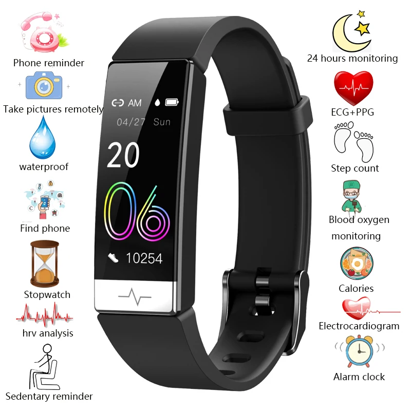 

New Smart Watch Men Women Smartband Blood Pressure Measurement Waterproof Fitness Tracker Bracelet Heart Rate Monitor Smartwatch