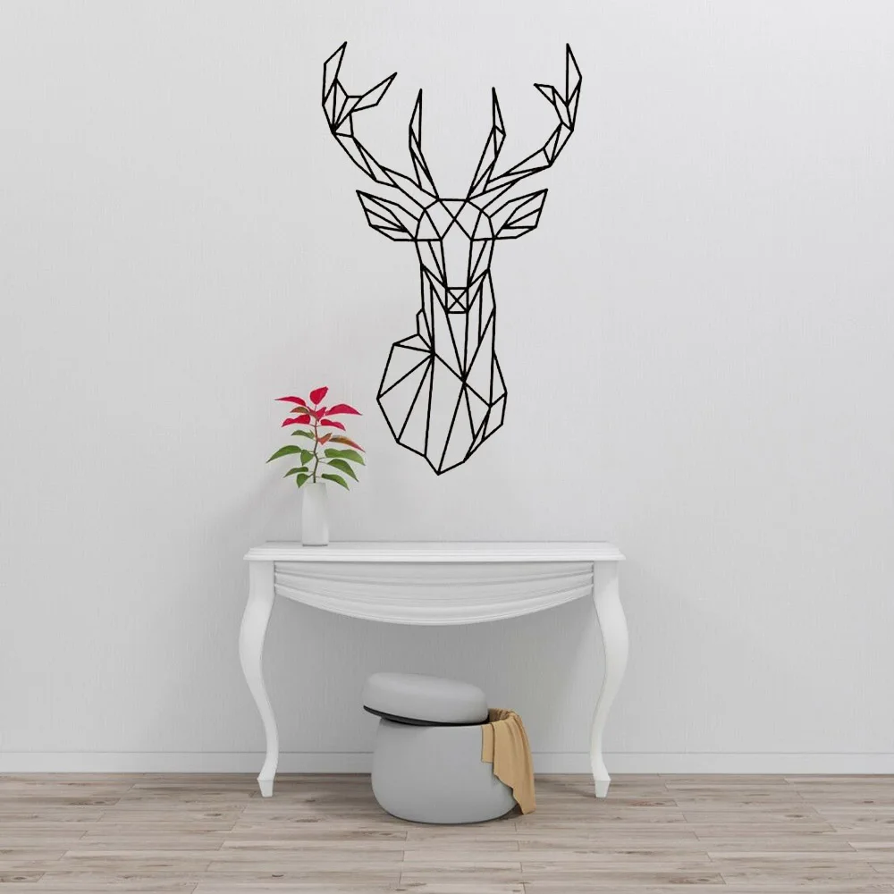 

Geometric Deer Head Wall Sticker Bedroom Removable Vinyl Wall Decal Nursery Kids Room Wall Decals Livingroom Home Decor C939