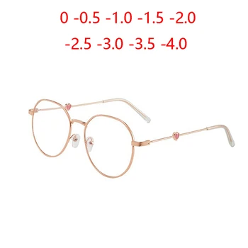 

Heart Pattern Leg Nearsighted Glasses Finished Student Literary Spectacle Women Myopia Optical Eyewear -0.5 -1 -1.5 To -4.0