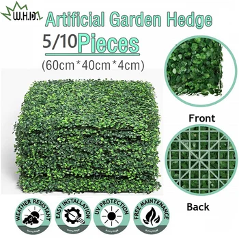 

Artificial Boxwood Milan Grass Mat Set of 5/10pcs 60cmx40cm Dark Green UV Privacy Fence Screen Greenery Panel Outdoor