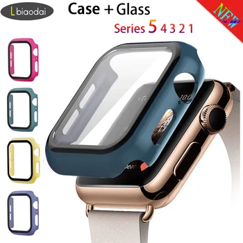 

Tempered Case+glass For Apple Watch 5 4 44mm 40mm iWatch 3 2 1 42mm 38mm Screen Protector+cover bumper apple watch Accessories