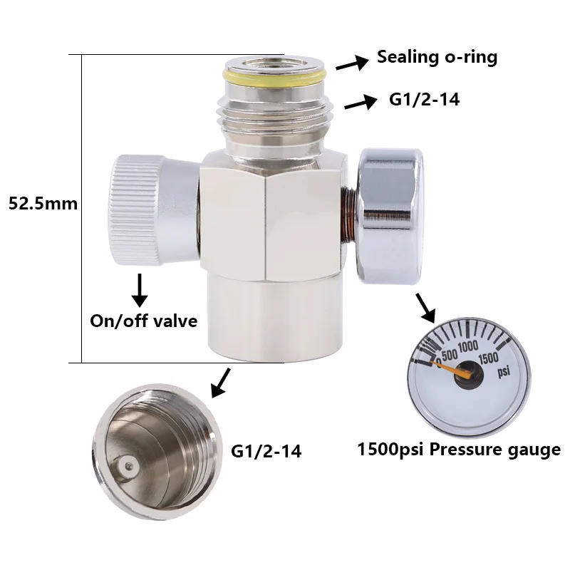 SPUNKY покрытие поверхности Пейнтбол внутренняя резьба Co2/HPA бак ВКЛ/ВЫКЛ клапан с 1500psi Калибр